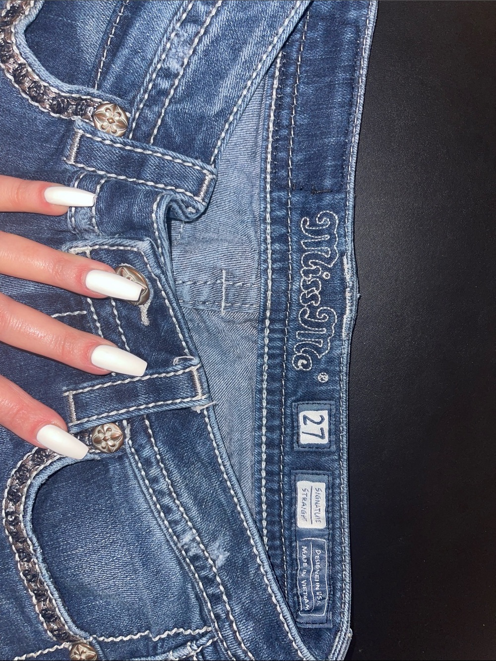 Miss Me Dark Blue Embellished Back Pocket Jeans - Picture 6 of 6